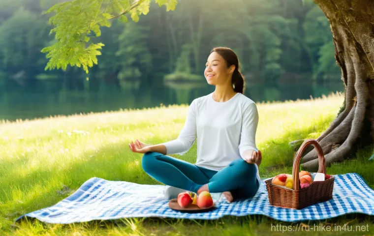 등산 후 자연과 교감하는 방법 - **Prompt 1: Serene Alpine Reflection After a Hike**
    A lone hiker, an adult with a calm and conte...