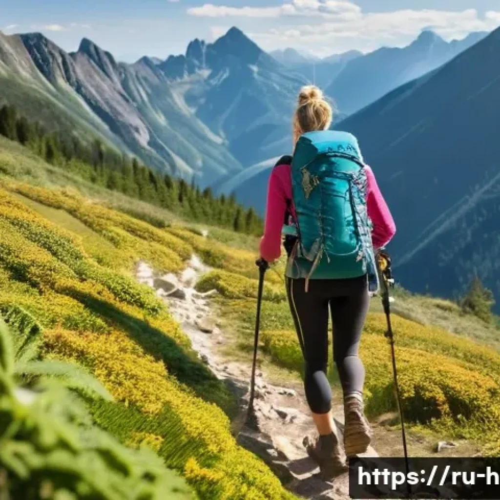 등산 전후 체력 관리 요령 - **"A fit Caucasian woman in her early 30s, wearing comfortable and modest hiking gear (technical t-s...